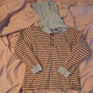 Carter's Brown and Gray Striped Long Sleeve Hoodie